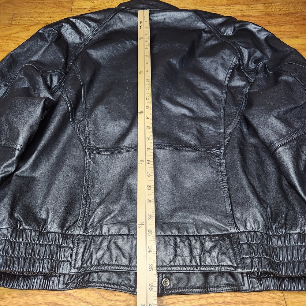 Vintage Wilson's Leather Bomber Jacket Men's XL Black Mock Neck Motorcycle - Picture 15 of 16